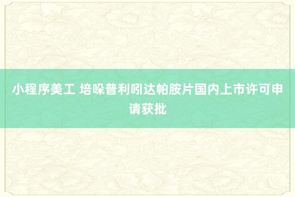 小程序美工 培哚普利吲达帕胺片国内上市许可申请获批