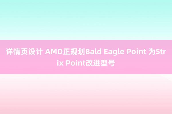 详情页设计 AMD正规划Bald Eagle Point 为Strix Point改进型号