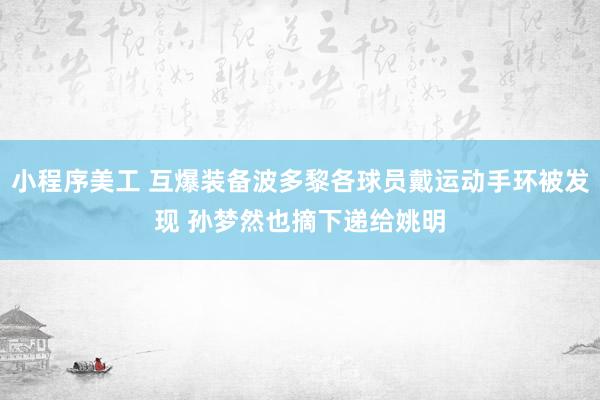 小程序美工 互爆装备波多黎各球员戴运动手环被发现 孙梦然也摘下递给姚明