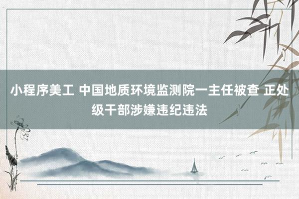 小程序美工 中国地质环境监测院一主任被查 正处级干部涉嫌违纪违法