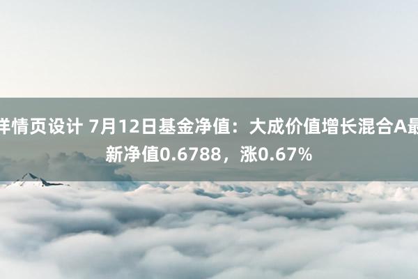 详情页设计 7月12日基金净值：大成价值增长混合A最新净值0.6788，涨0.67%