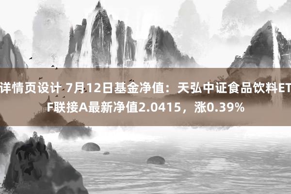 详情页设计 7月12日基金净值：天弘中证食品饮料ETF联接A最新净值2.0415，涨0.39%