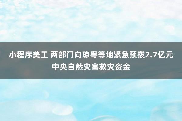 小程序美工 两部门向琼粤等地紧急预拨2.7亿元中央自然灾害救灾资金