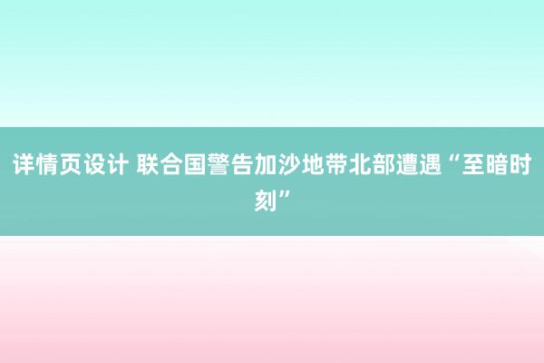 详情页设计 联合国警告加沙地带北部遭遇“至暗时刻”