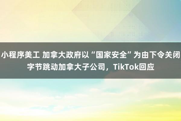 小程序美工 加拿大政府以“国家安全”为由下令关闭字节跳动加拿大子公司，TikTok回应